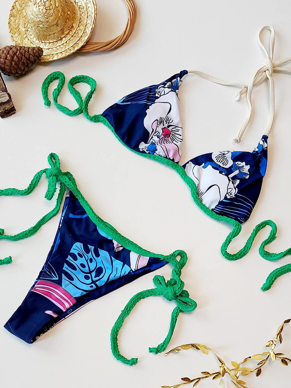 بیکنی شنا و استخری زنانه دو تیکه مارک شین ( shein ) سرمه ای رنگ