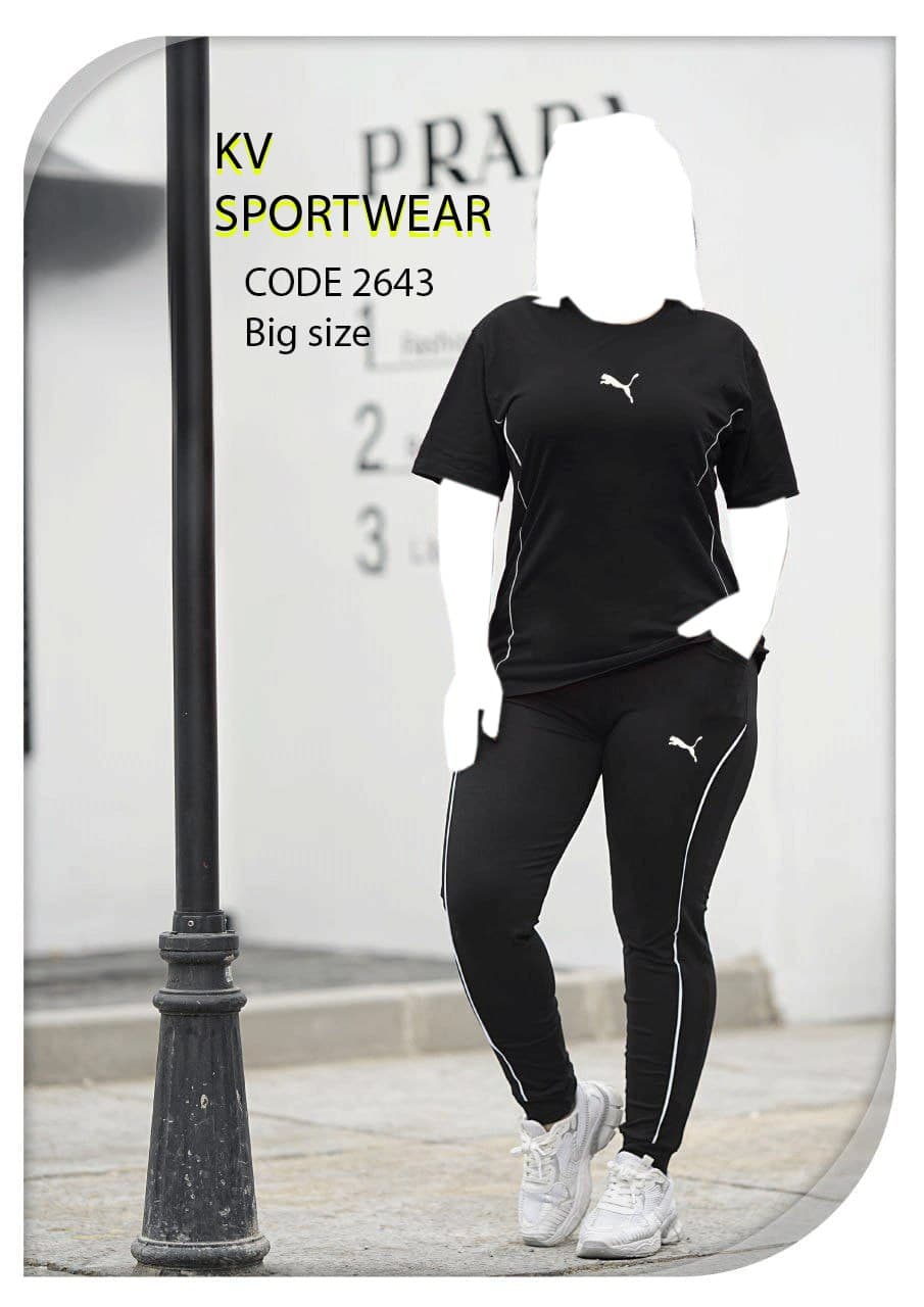 ست تیشرت شلوار نخ پنبه سایز بزرگ ورزشی زنانه PUMA کد 004