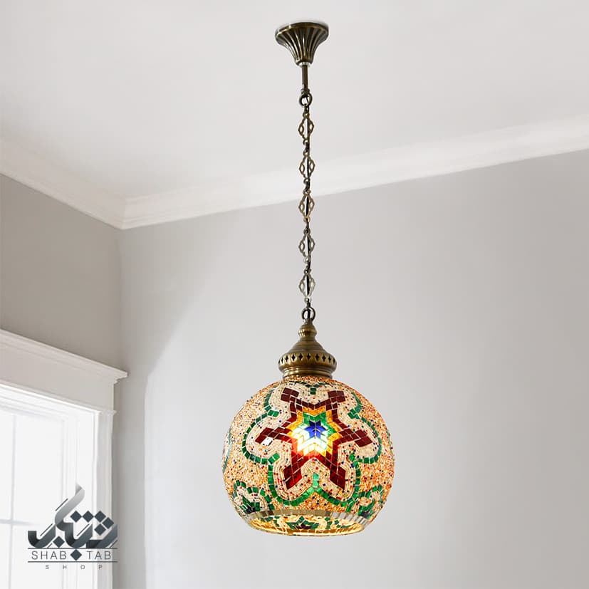 لوستر آویز تک شعله مراکشی 25cm گرد PCL کد 39