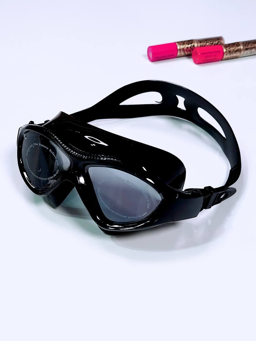 عینک شنا فریم بزرگ مشکی رنگ زنانه و مردانه برند جی جیا ( Jiejia ) سیلیکونی