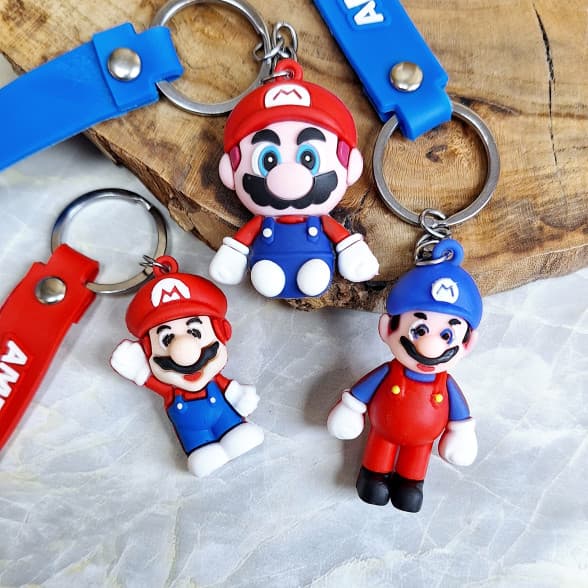 جاکلیدی سیلیکونی وارداتی طرح سوپر ماریو همراه با بند آویز