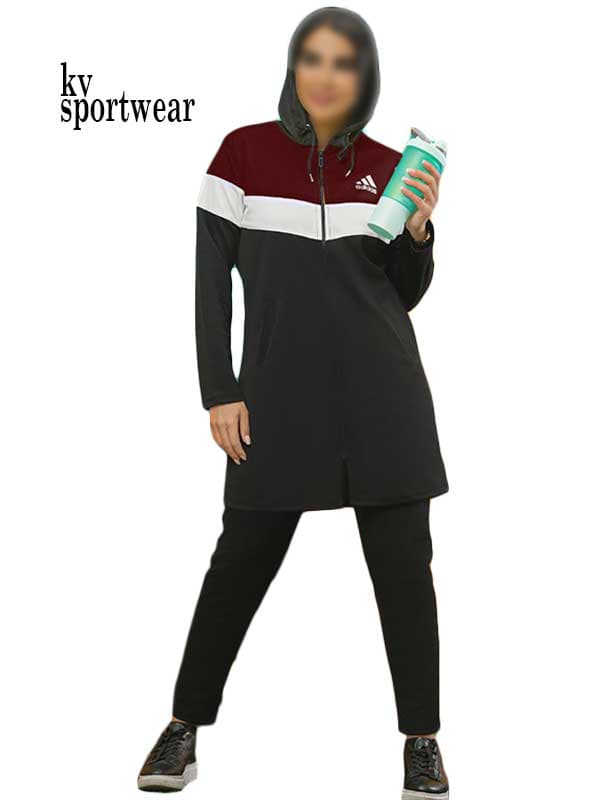 ست مانتو شلوار کلاهدار ورزشی زنانه adidas کد 002