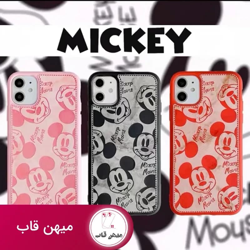 قاب موبایل آیفون میکی موس چرمی پرینتی داغی - کد (۹۹۹۲۲)