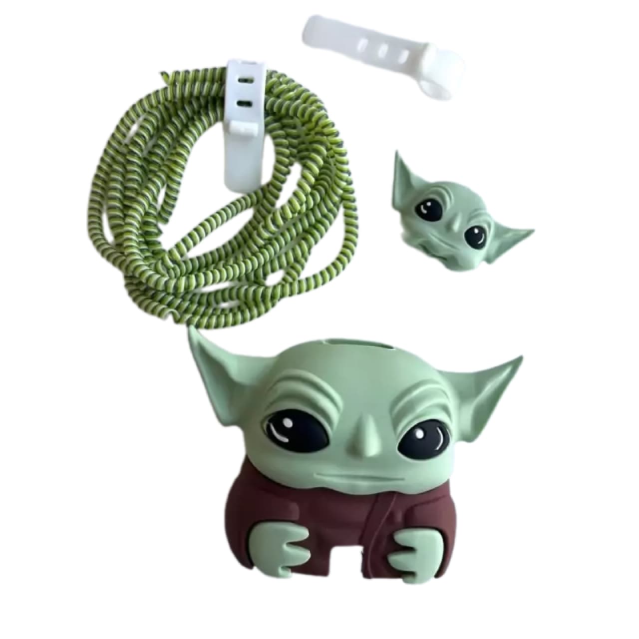 پک محافظ سیلیکونی کابل و آداپتور طرح بیبی یودا مناسب برای شارژر 20W اپل بسته چهار عددی