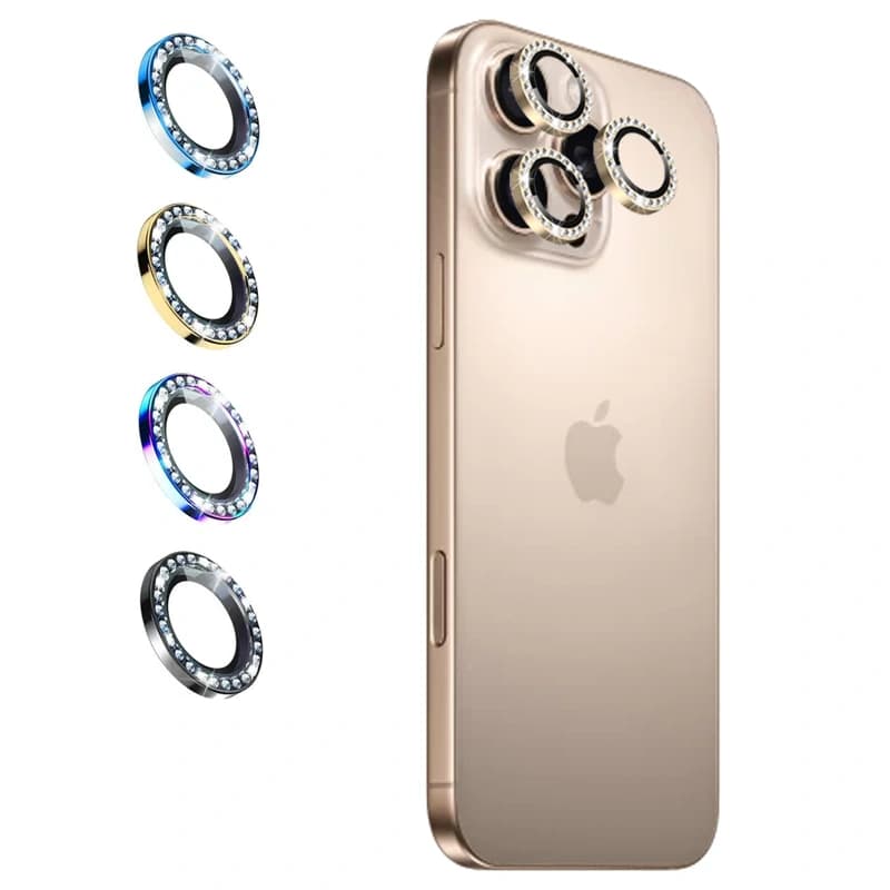 گلس لنز رینگی IPHONE 16 Pro Max مدل نگین دار دیاموند