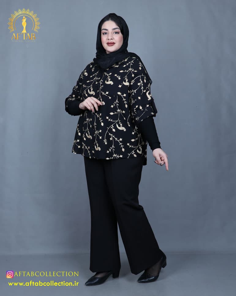 مانتو کرسپو خامه دوزی کوتاه سایزبزرگ 5313