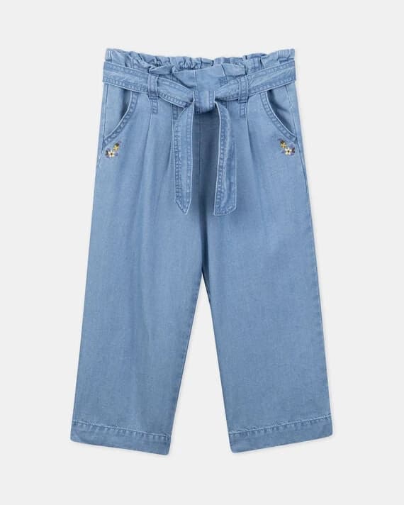 شلوار برمودا جین کاغذی دخترانه گلدوزی شده رگلاژدار برند sergent major آلمان