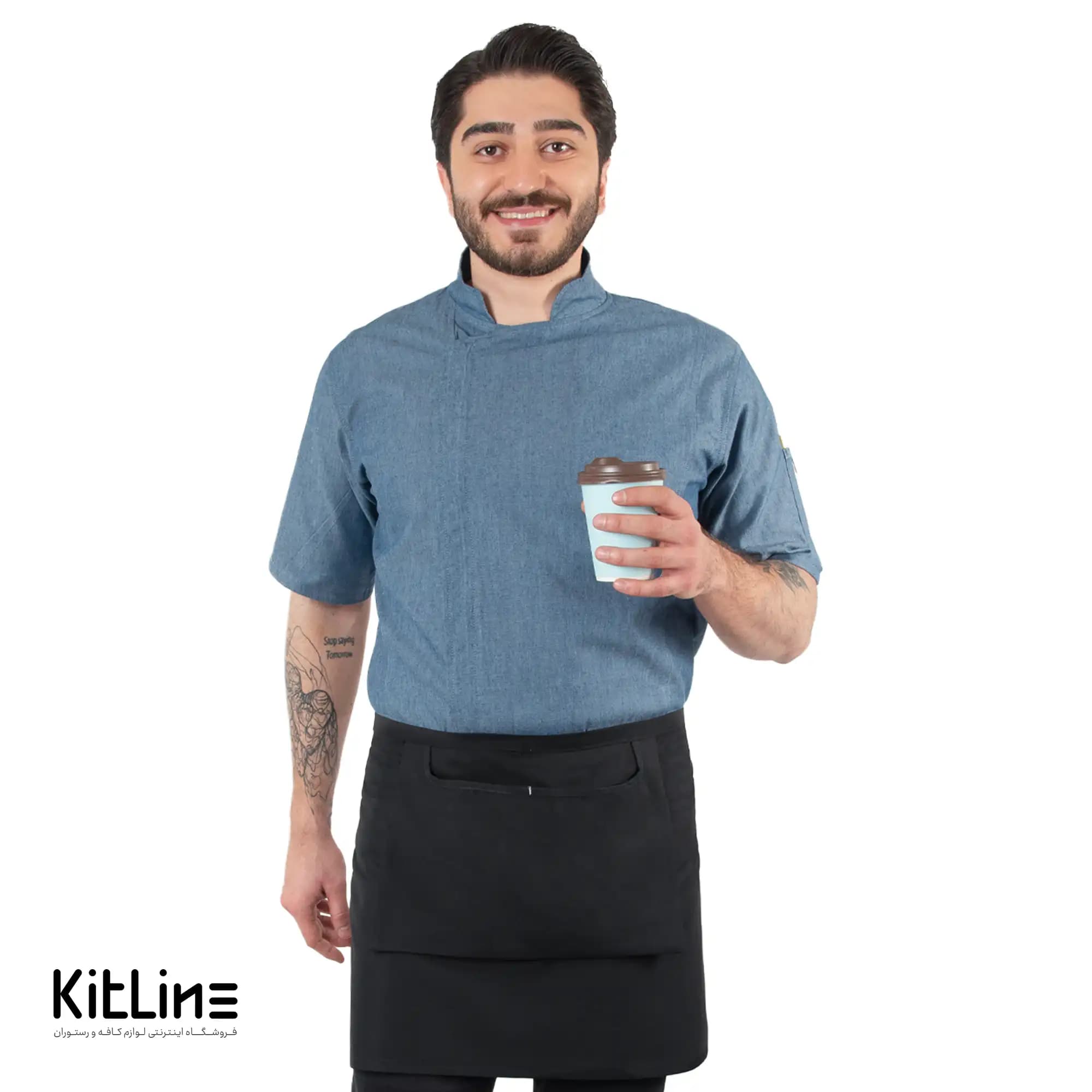 نیم پیشبند کجراه مشکی تک جیب SS-UNIFORM