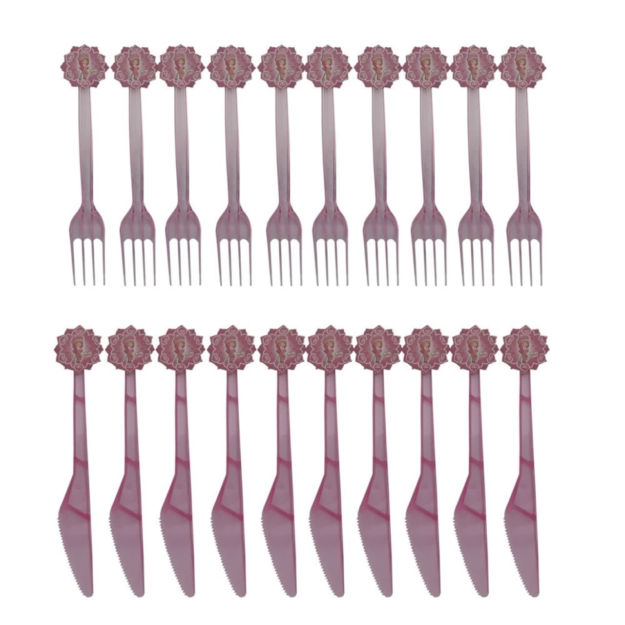 کارد و چنگال یکبار مصرف مدل دختر توت فرنگی مجموعه 20 عددی