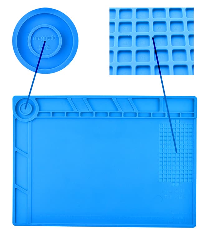 ANTI STATIC NON SLIP MAGNETIC SILICON REPAIR MAT SOLDERING MAT S140-پد انتی استاتیک ضد لغزش سیلیکونی تعمیرات و لحیم کاری اس ۱۴۰