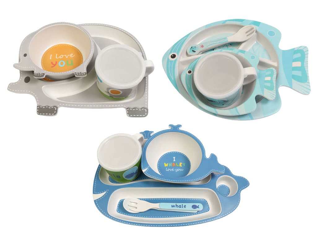 ست ظرف غذا کودک و نوزاد بامبو طرح حیوانات