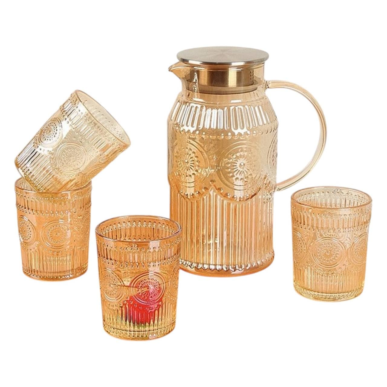 ست پارچ و ۶ عدد لیوان طرح ماندالا