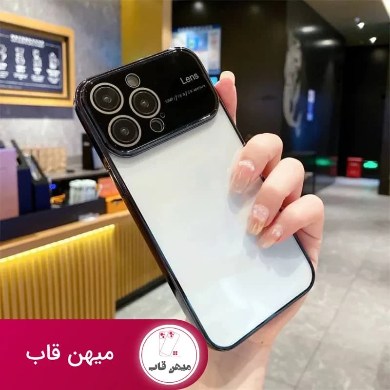 قاب پشت شفاف محافظ لنز دار دور مشکی - کد (۸۹۲۲۲)
