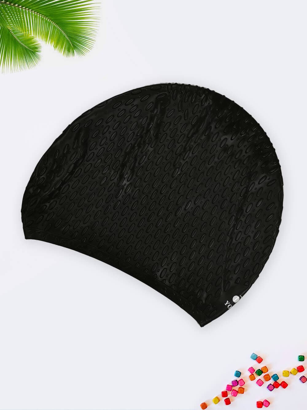 کلاه استخر شنا مشکی طرح پفکی زنانه و مردانه برند یانگل ( Yongle ) سیلیکونی اعلا
