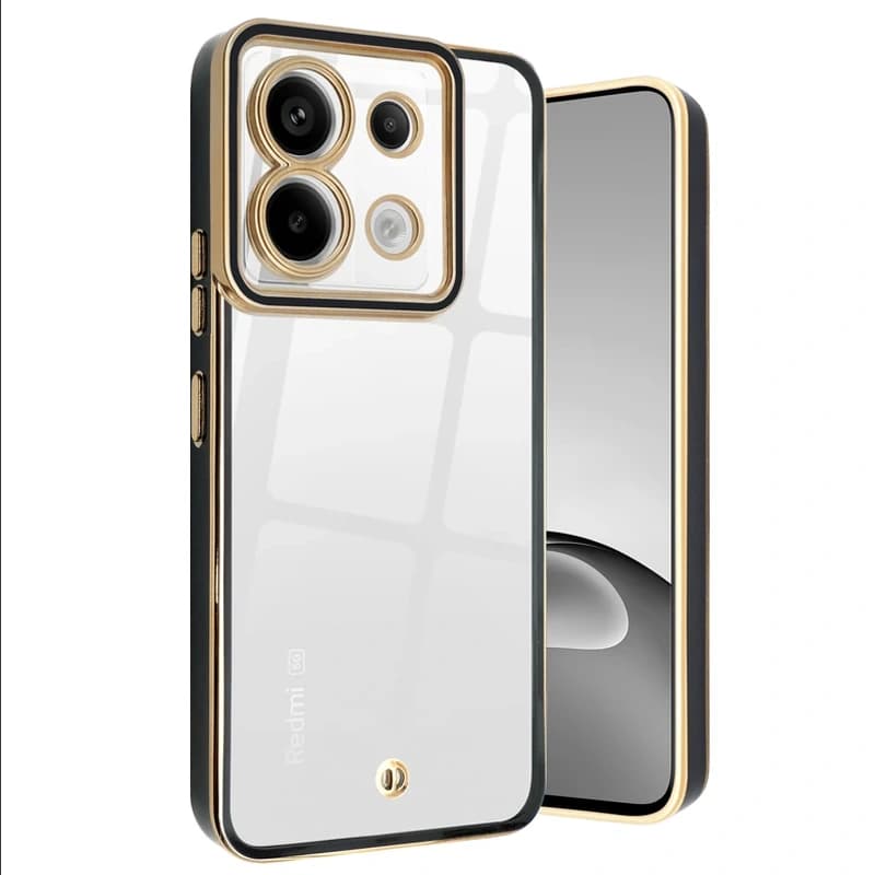 قاب اورجینال الکتروپلیتینگ Xiaomi Redmi Note 13 4G مدل دور طلایی پشت شفاف