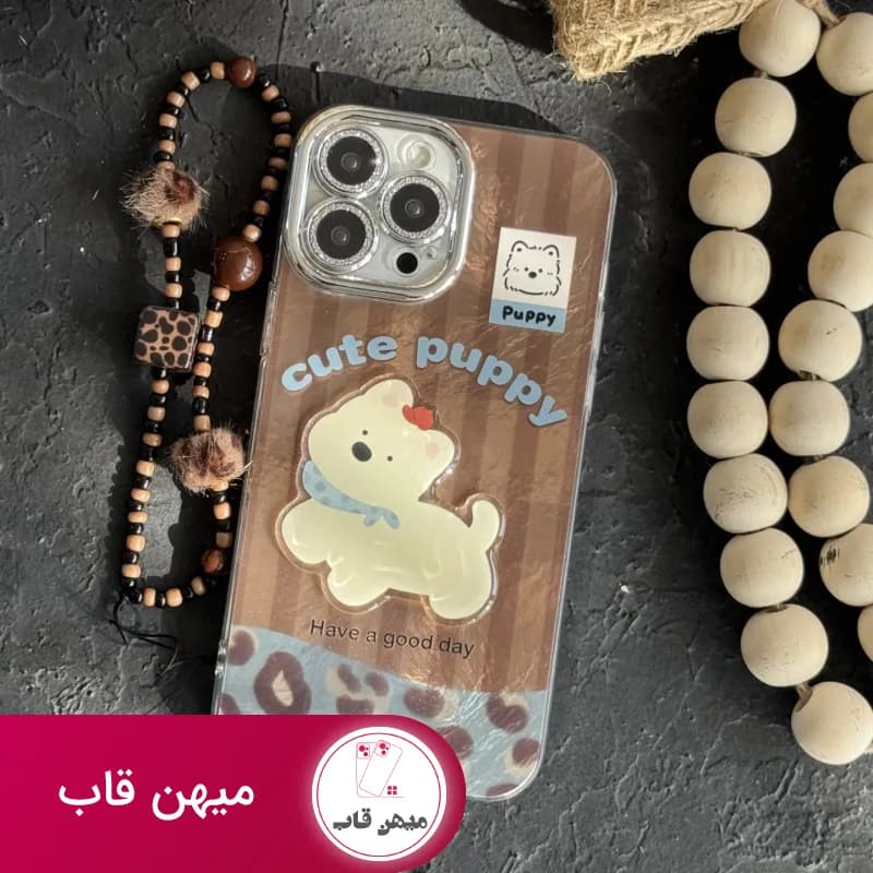 قاب موبایل آیفون پلنگی پاپی + بندست - کد (۶۱۳۷۱)