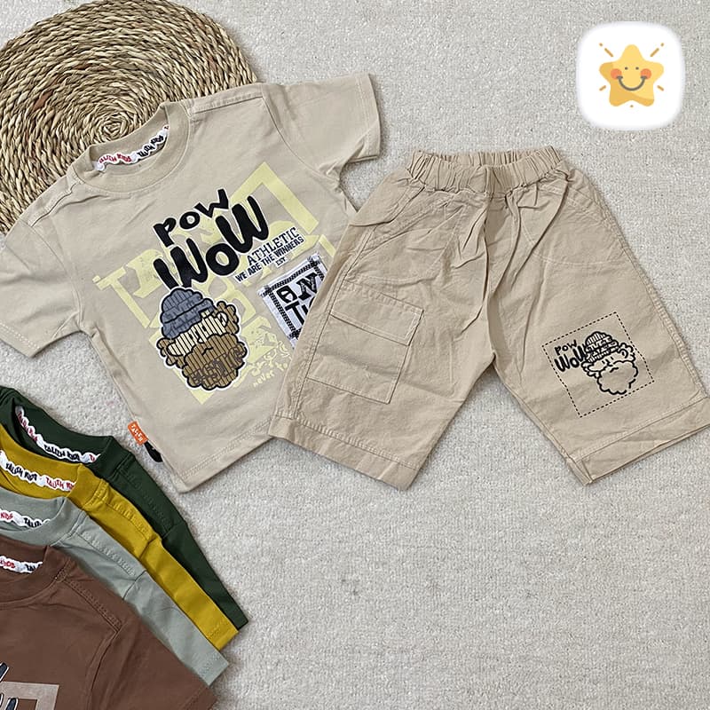 تیشرت شلوارک کتان پسرانه POW مناسب 1 تا 8 سال