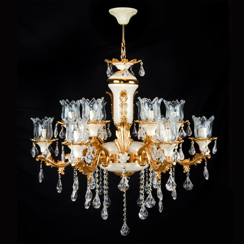 لوستر دوازده شعله چشمه نور کد S3646/6+6-GWT طلایی