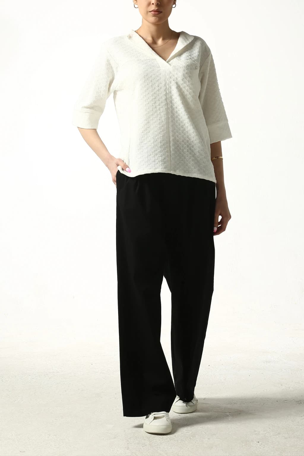 شومیز جیب مخفی یقه برگردان زنانه