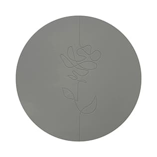 زیر بشقابی گرد سیلیکونی طوسی گل