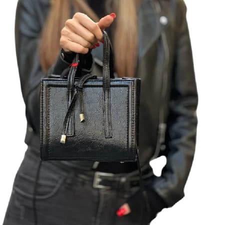 کیف دوشی زنانه چرم مشکی مدل هیرو 8847ay