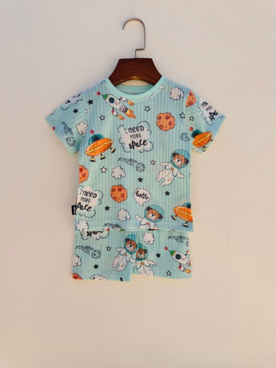 تیشرت و شلوارک راحتی پارچه ریلی طرح فضا