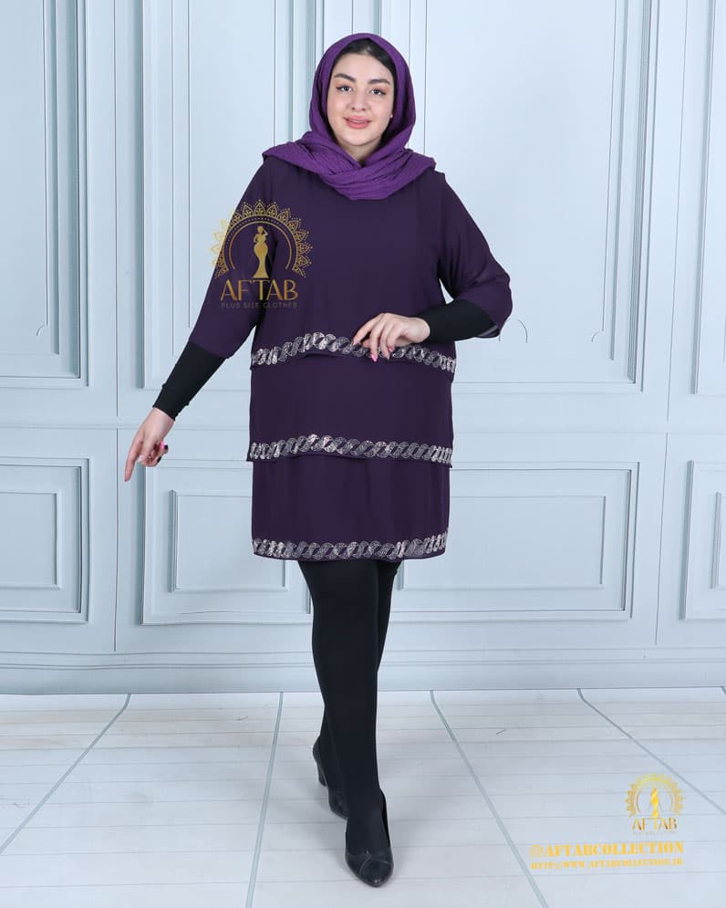 شومیز طبقه ای نوار نگینی سایزبزرگ 5002