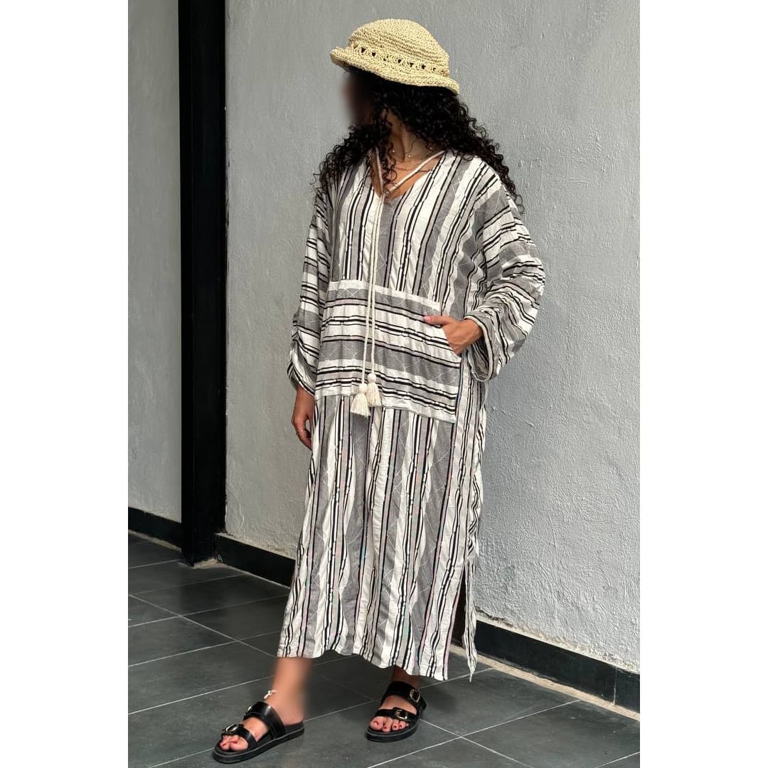 پیراهن زنانه راه راه نخی کد D103