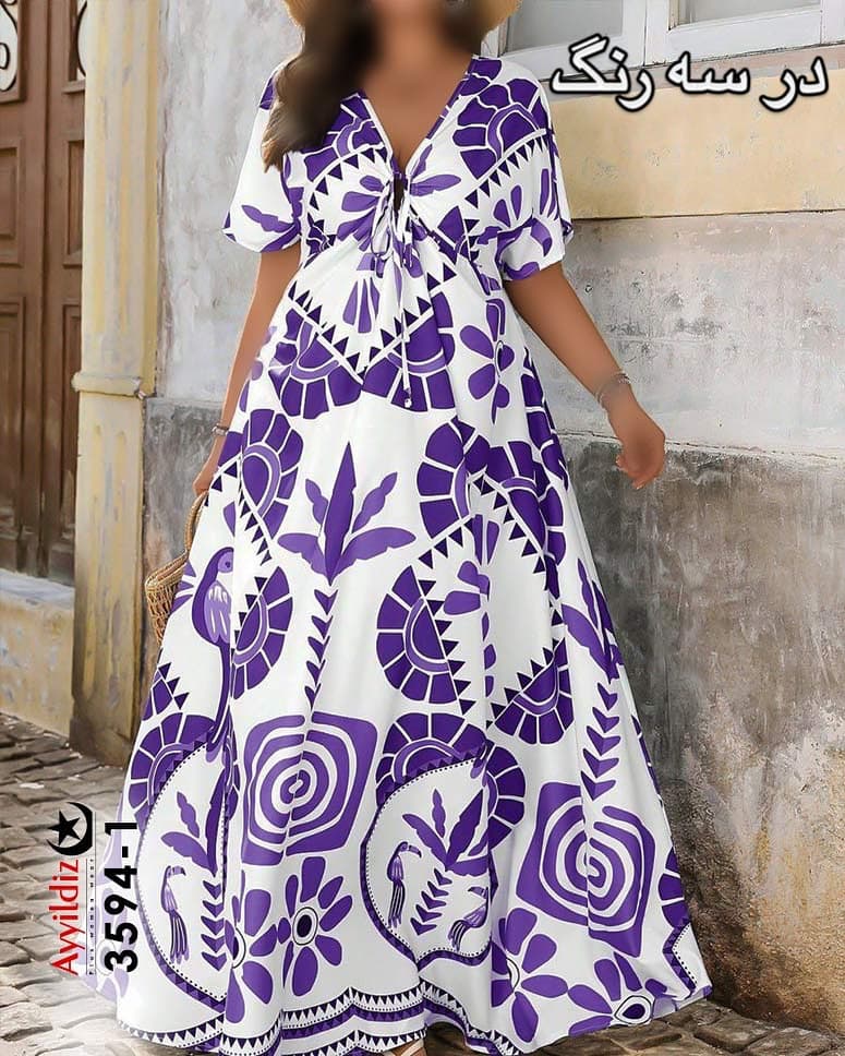 پیراهن مجلسی/ساحلی زنانه ترند روز سایز بزرگ کد 3594