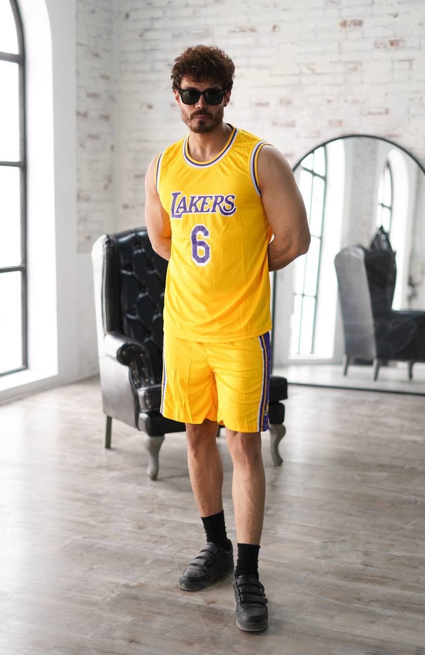 ست بسکتبالی لیکرز یقه گرد سوزنی تنفس دار کد ۲۹۳۰