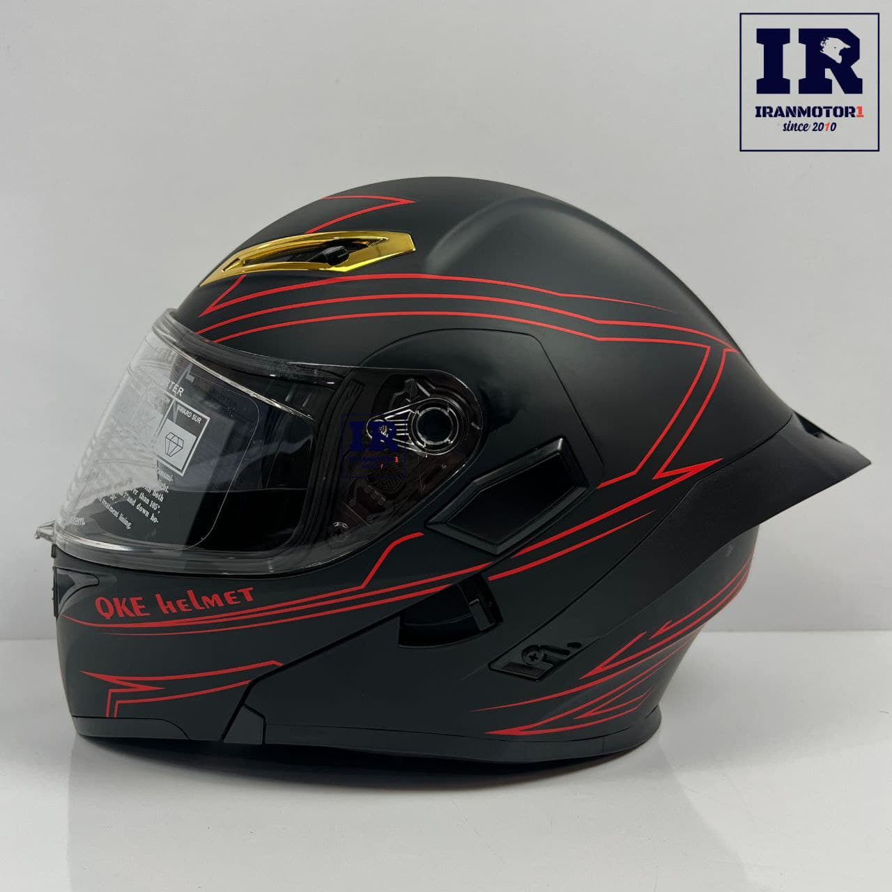 کلاه کاسکت فک متحرک کایک Qike مشکی خط قرمز