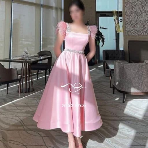 لباس مجلسی ساتن صورتی خاص دخترانه ۱۸۸۵