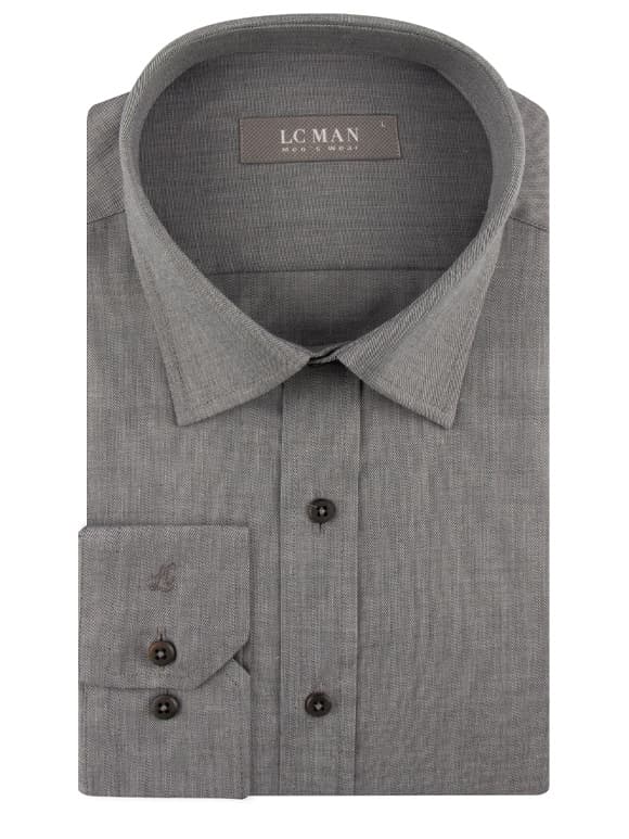 پیراهن مردانه طوسی آستین بلند ال سی من 071