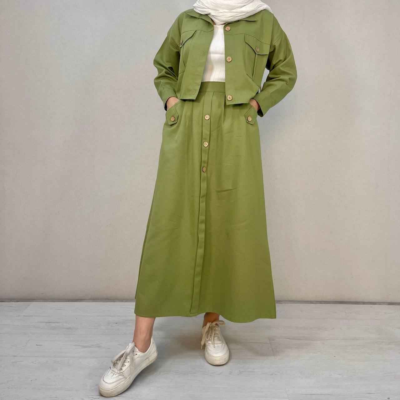 ست کت دامن کتان پنبه نیروانا کد 9057 (بسته 4 عددی)