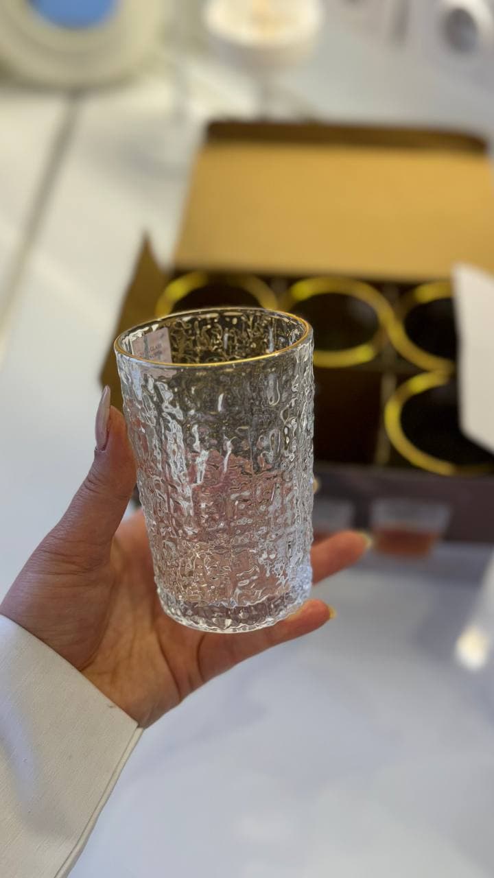 لیوان کتیبه پک 6 تایی لب طلا کد 1018075