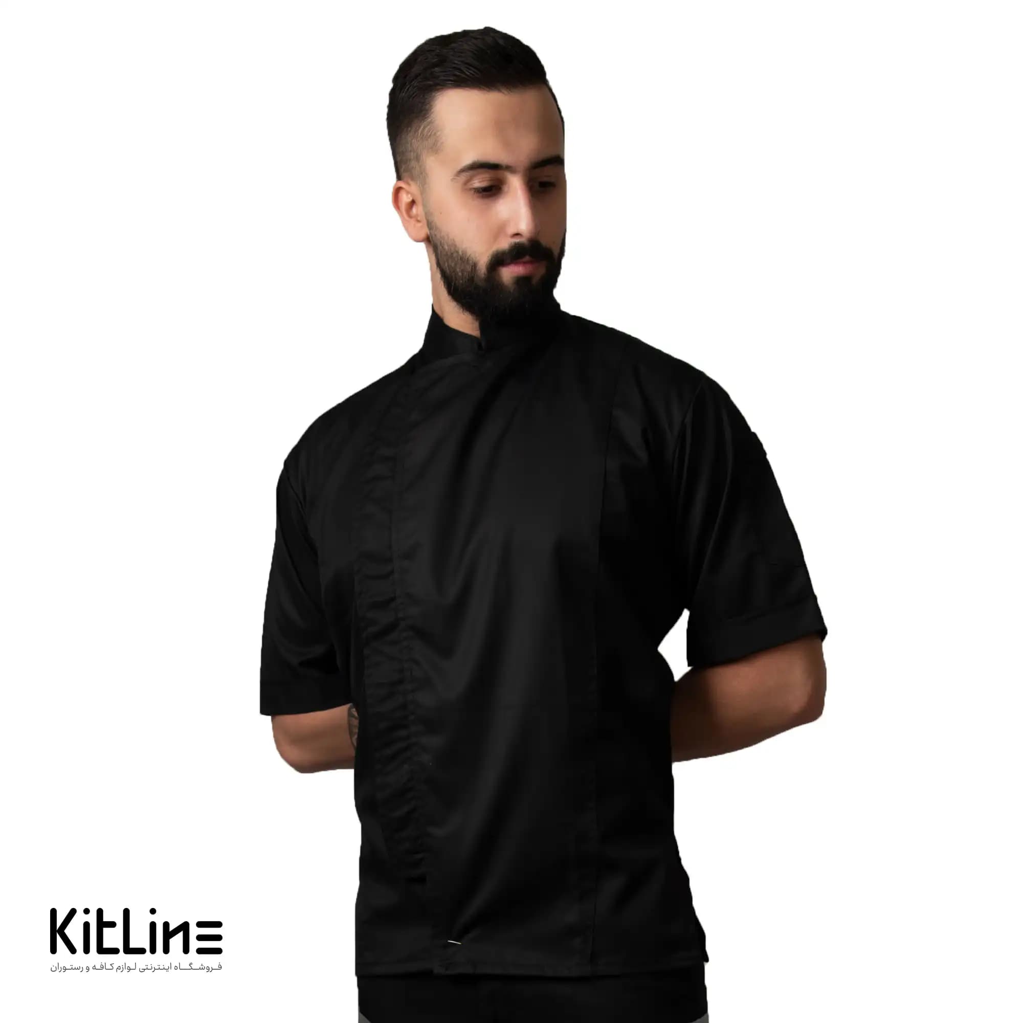 روپوش کجراه آستین کوتاه زیپی مشکی پوشاکو