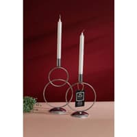 ست شمعدان 2 عددی دکور آرت نقره ای