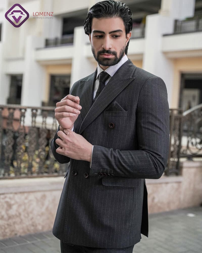 کت شلوار دیپلمات دبل برست لومنز رنگ طوسی