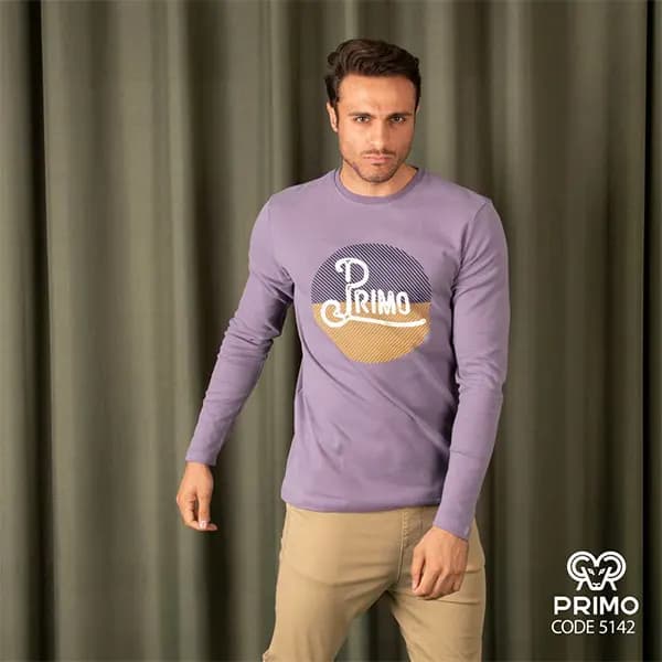 تیشرت پنبه مردانه مدل آستین بلند چاپی 5142