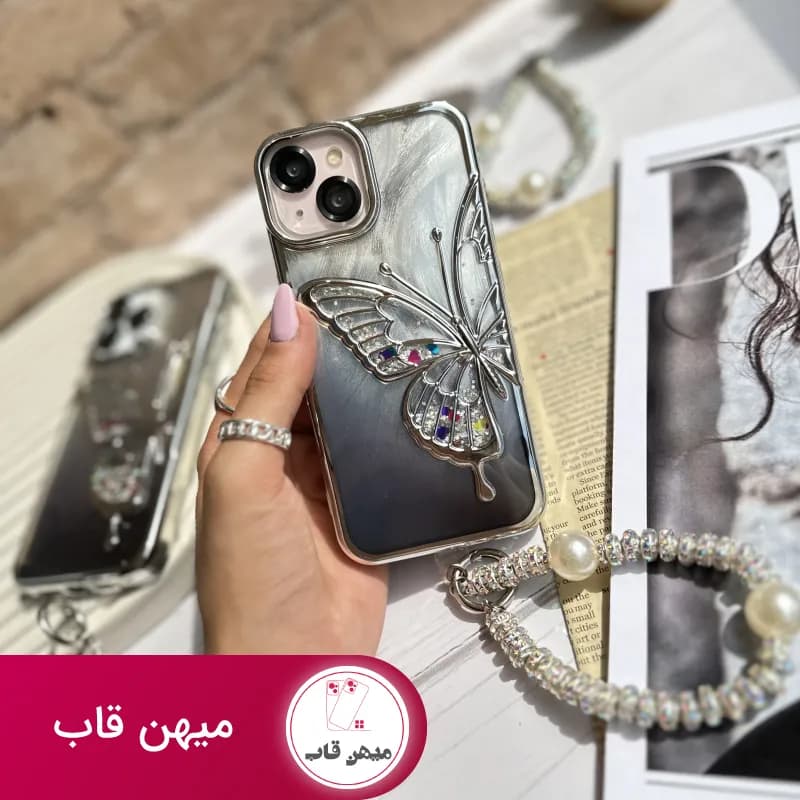 قاب گوشی پروانه براش آکواریومی با آویز - کد (۶۹۱۶۹)