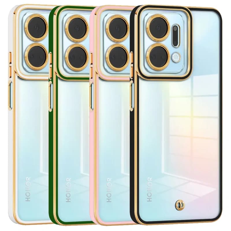 قاب اورجینال الکتروپلیتینگ Honor X7A مدل دور طلایی پشت شفاف