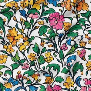 پارچه لباسی طرح دار پارچه الف مدل کرپ بوگاتی طرح گلدار کد 4011611