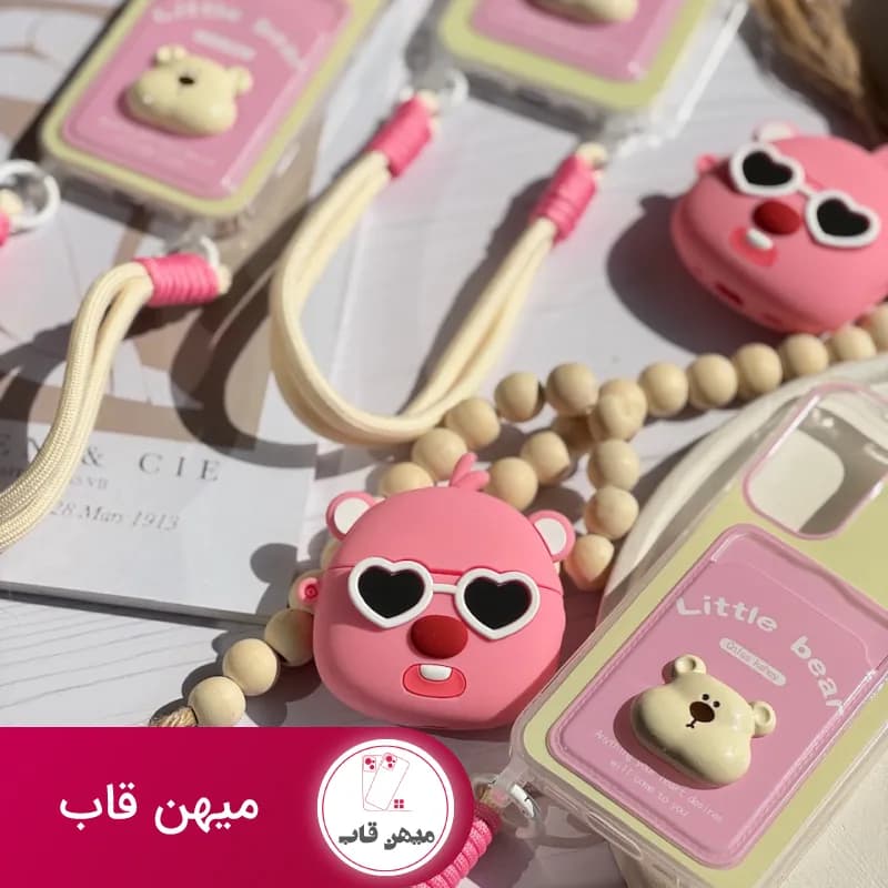 کاور ایرپاد خرس صورتی عینکی - کد (۵۱۵۱۶)