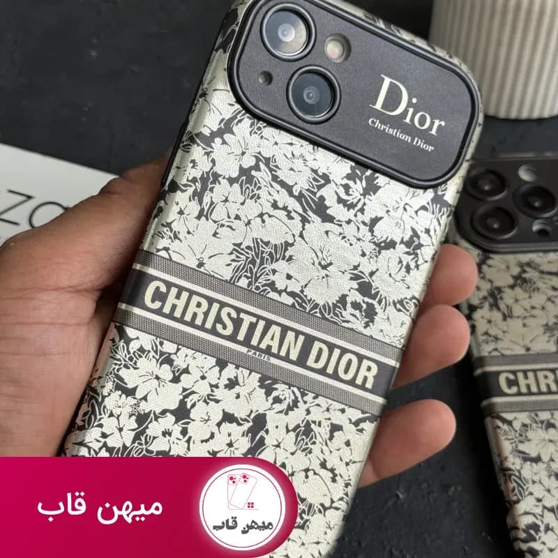 قاب موبایل آیفون دیور گلدار نقره ای محافظ لنزدار - کد (۱۰۳۹۲۴)