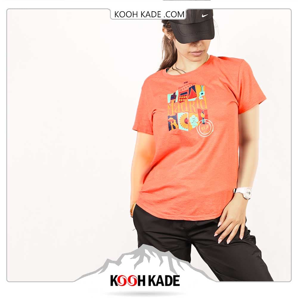 تیشرت آستین کوتاه زنانه IRONMAN طرح MADRID GUITAR گلبهی