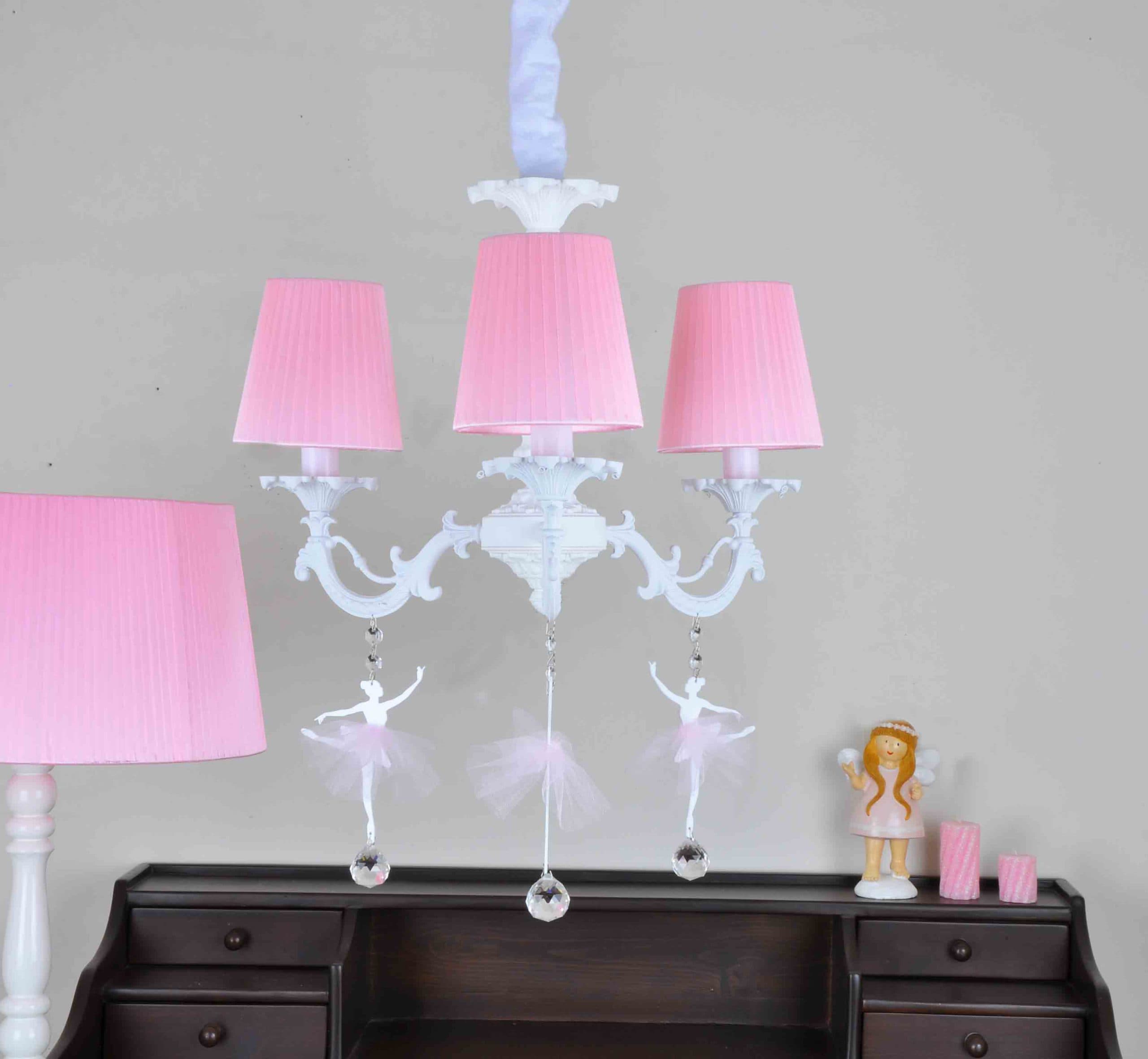 لوستر فلزی پارمیدا ۳ شاخه با آویز بالرین ROP