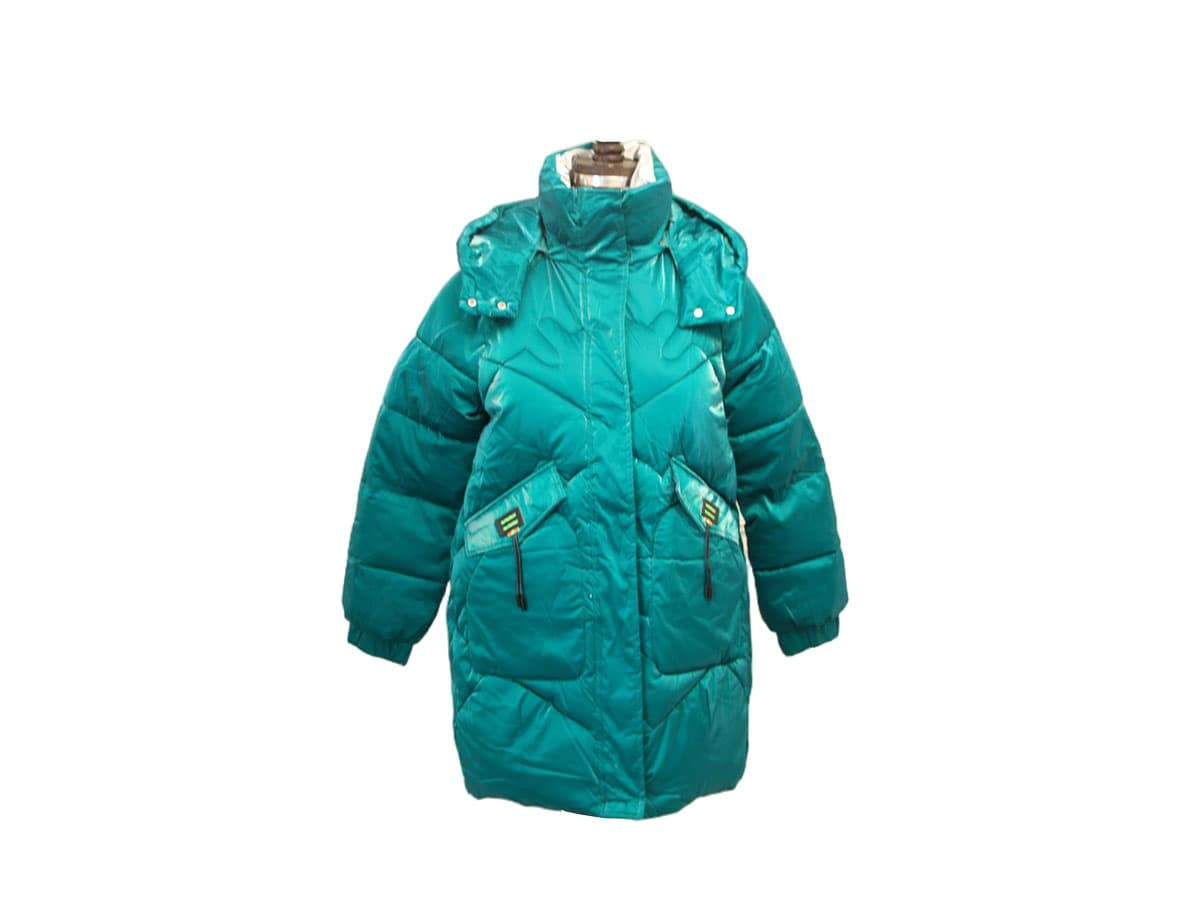 کاپشن زنانه بلند کلاهدار دکمه دار سبز