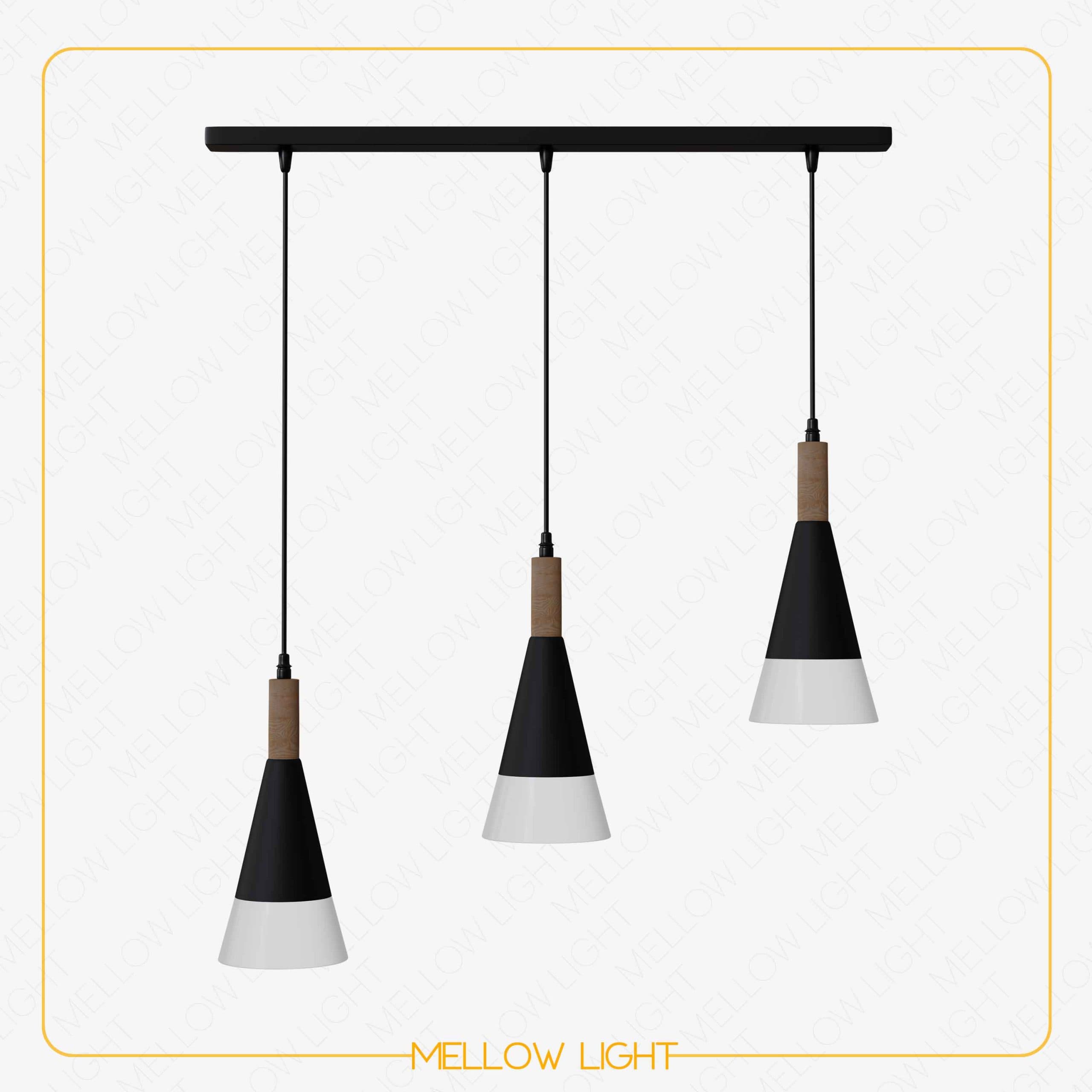 لوستر سه شاخه خطی قیفی