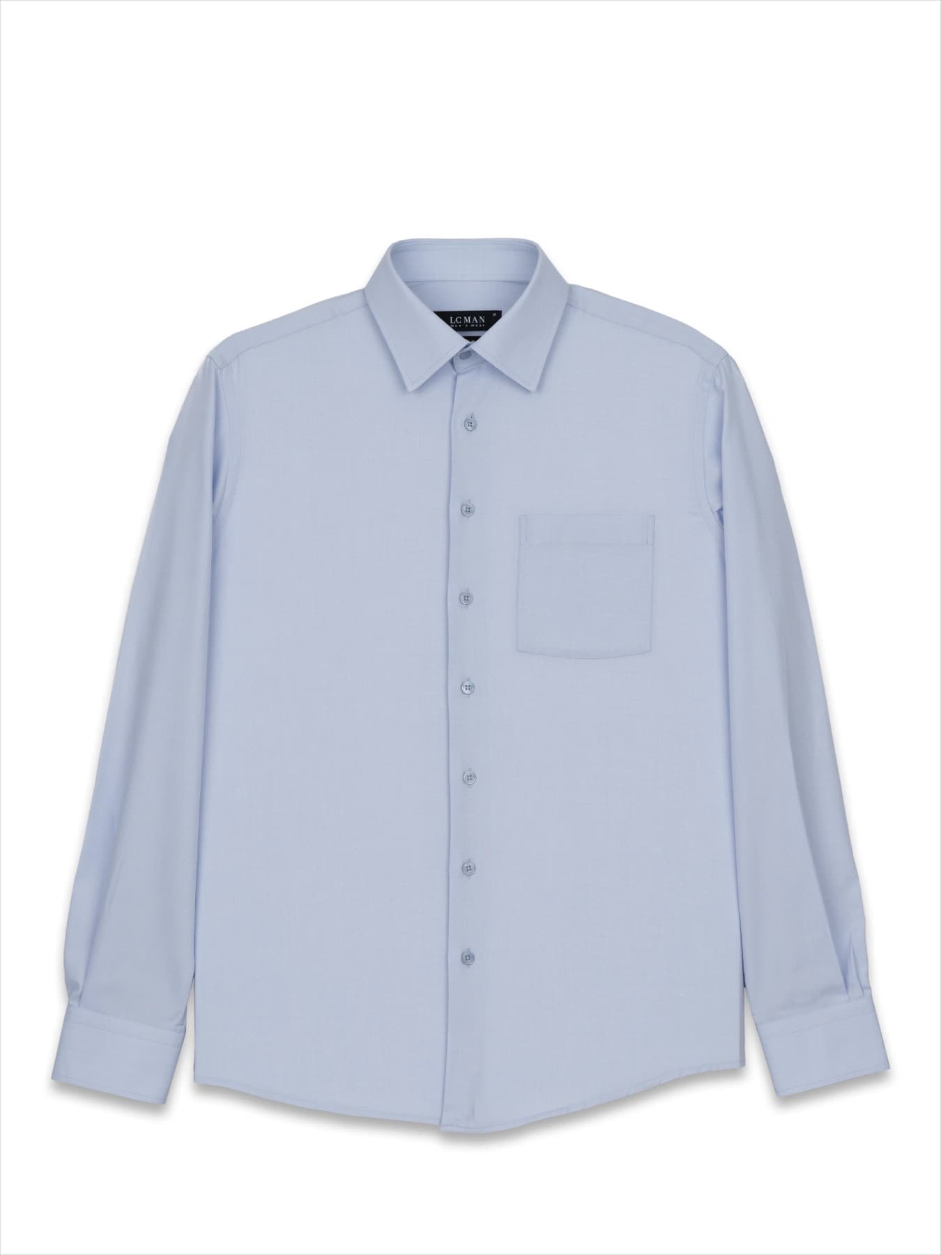 پیراهن آستین بلند آبی آسمانی ساده ال سی من 48