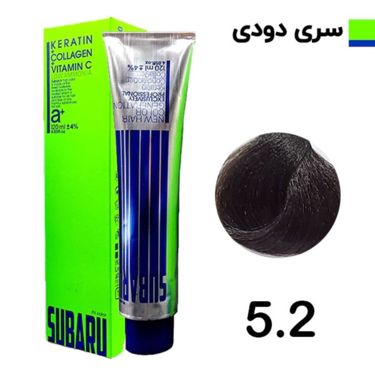 رنگ مو سوبارو شماره 5.2 رنگ قهوه ای دودی روشن حجم 120 میلی لیتر